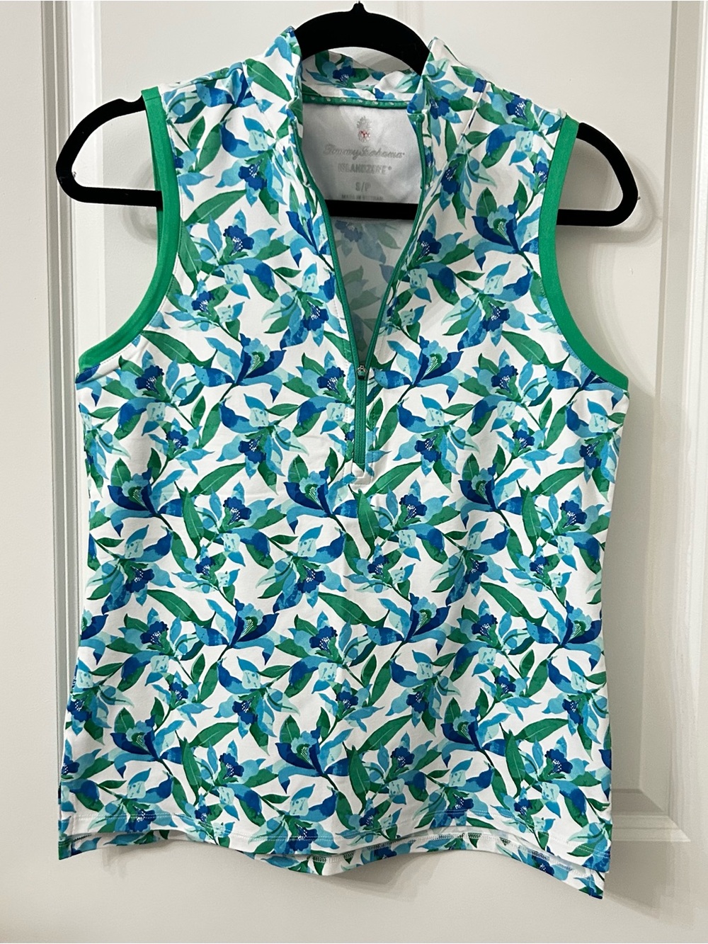 NWT Tommy Bahama Sleeveless Blue & Green Floral Polo Tank Size Small